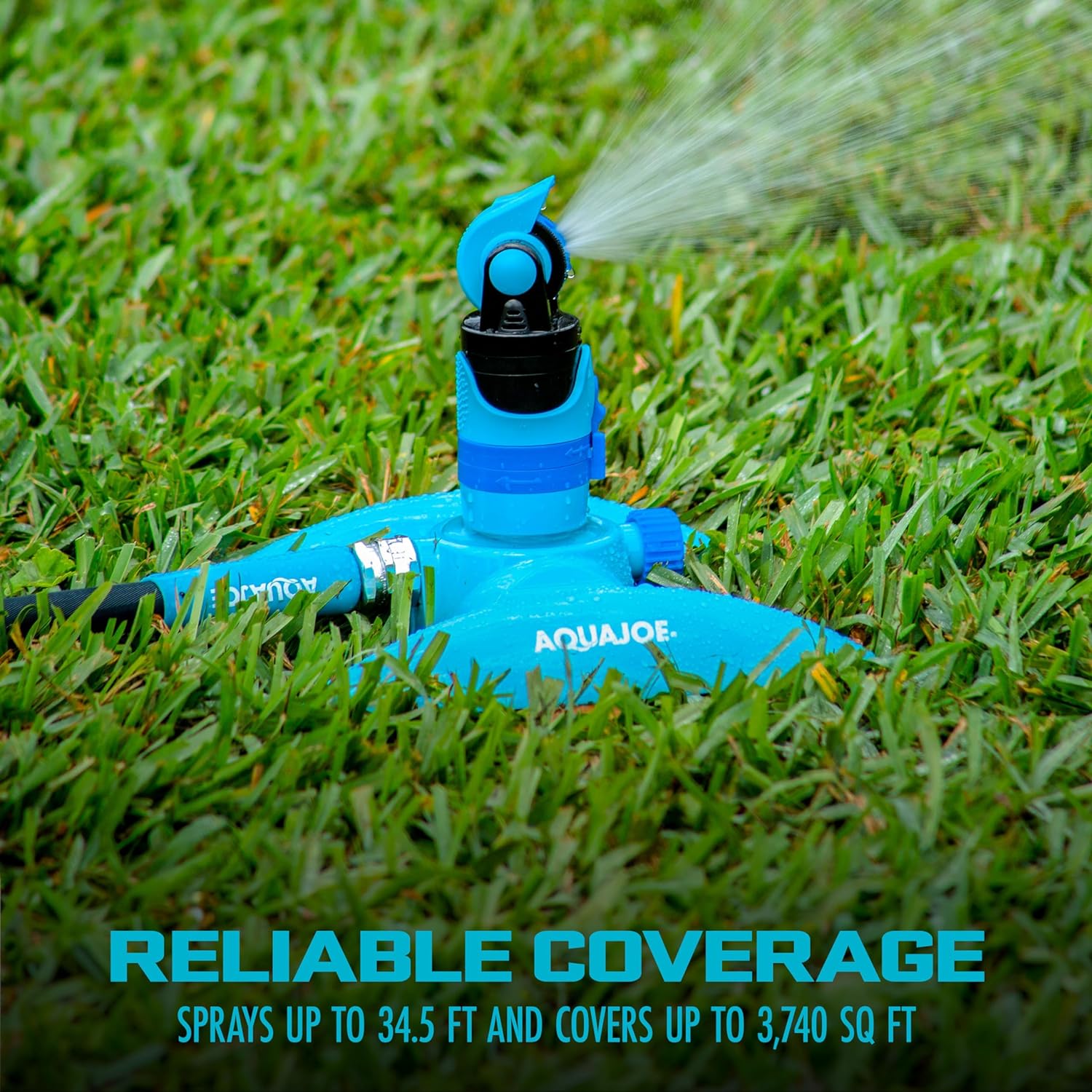 Sprays up to 34.5 ft and covers up to 3,740 sq. ft.