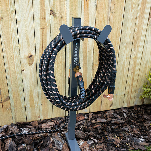 Aqua Joe Garden Hose Stand with Brass Faucet