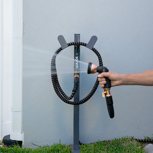 Aqua Joe Garden Hose Stand with Brass Faucet