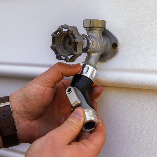 Silver Bullet Elbow Connector installed on spigot at a side angle